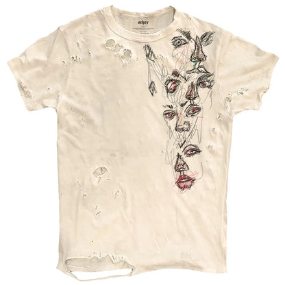 Vintage Ripped T Shirts Men Streetwear Harajuku Graphic