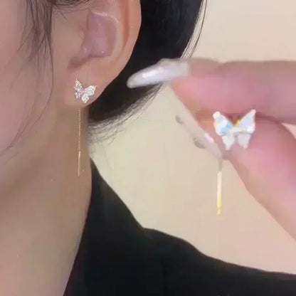 Teardrop Opal Zircon Butterfly Earrings