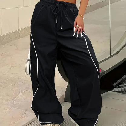 Y2K Mid-Rise Drawstring Loose Fit Cargo Pants