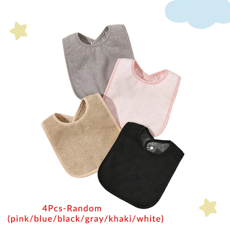 3Pcs/4Pcs Terry Cloth Waterproof Bibs