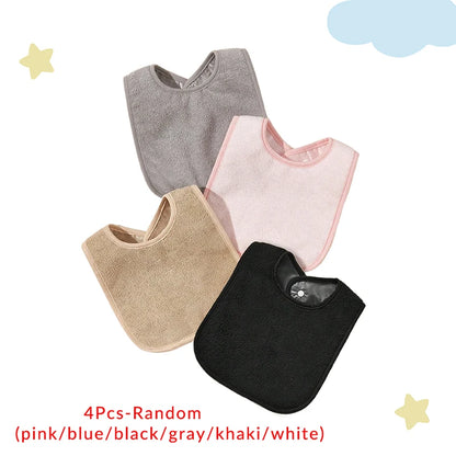 3Pcs/4Pcs Terry Cloth Waterproof Bibs