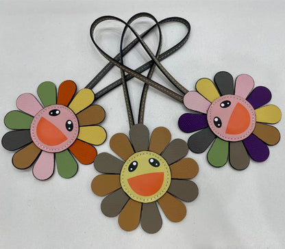 Top Genuine Leather Sun Flower Bag Charm