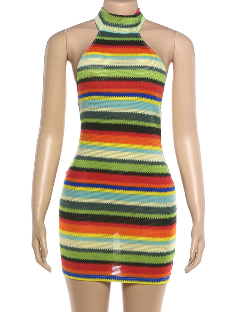 Kliou Striped Mini Dress