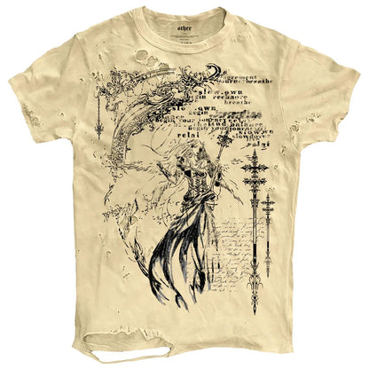 Vintage Ripped T Shirts Men Streetwear Harajuku Graphic