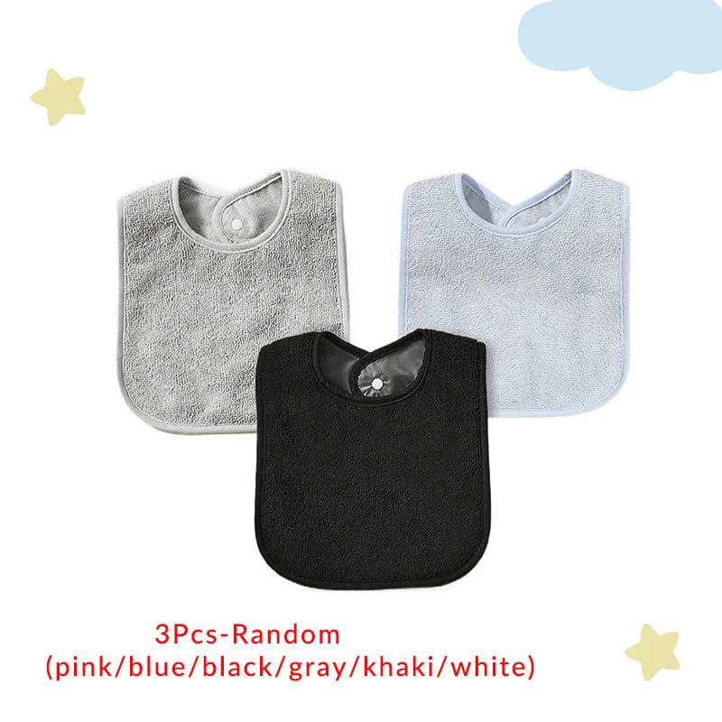 3Pcs/4Pcs Terry Cloth Waterproof Bibs