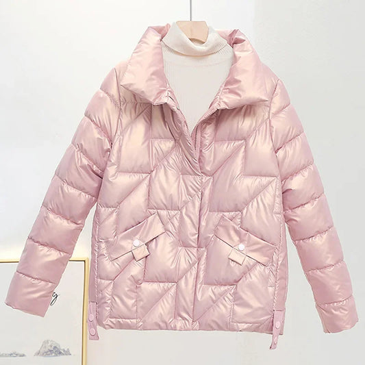 Women Winter Parkas Glossy Down