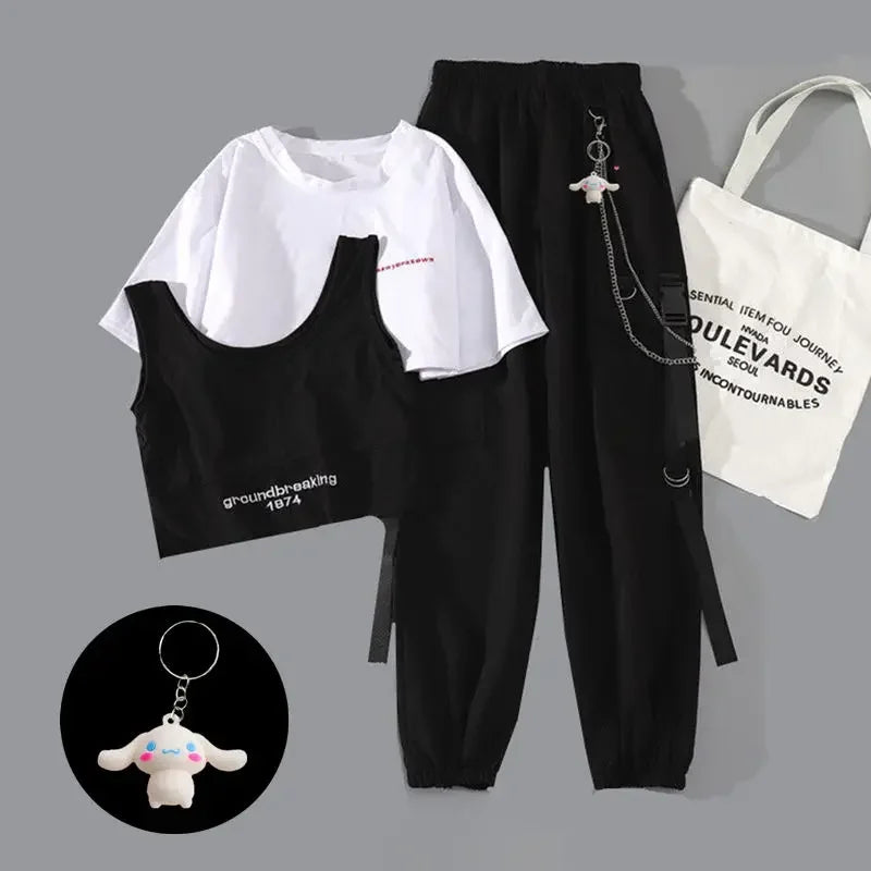 Women's Harajuku Cargo Pants 2 Piece Sets