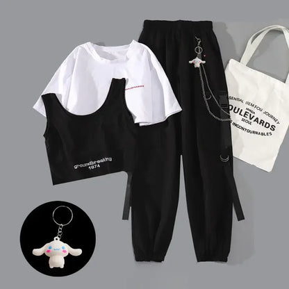 Women's Harajuku Cargo Pants 2 Piece Sets