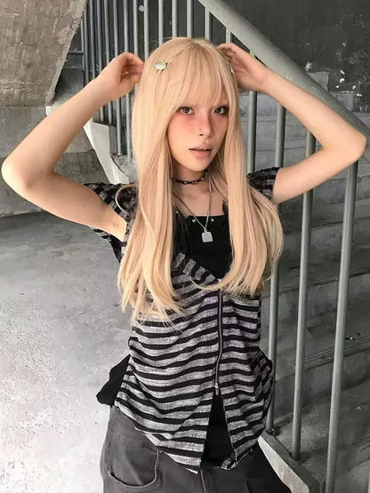 Hot Girl Gothic Fake Two Piece