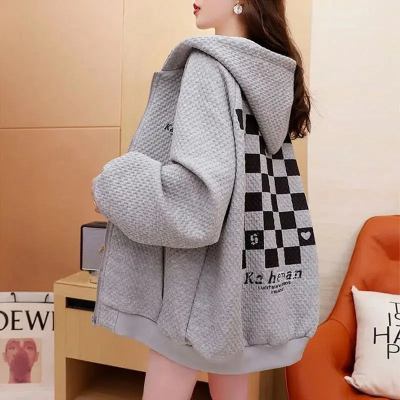 Plaid Print Oversized Hoodie