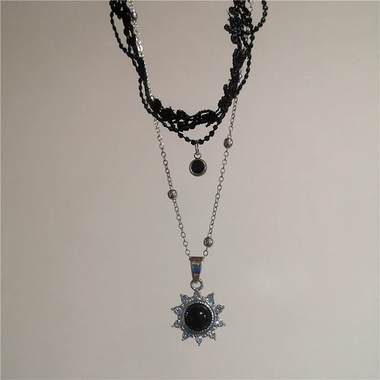 Gothic Vintage Y2K Black Sun Pendant