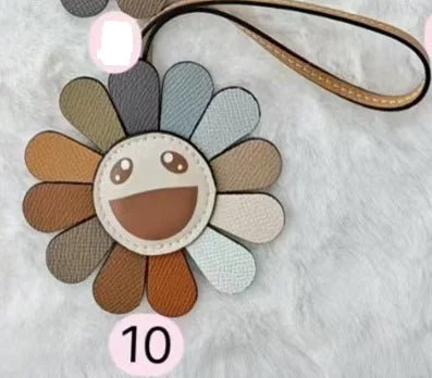 Top Genuine Leather Sun Flower Bag Charm