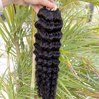 Deep Wave Knotless Pre-Separated Crochet Hair Extensions Human Hair Kinky Curly Crochet Feather Human Hair Extensions 100g/Pack