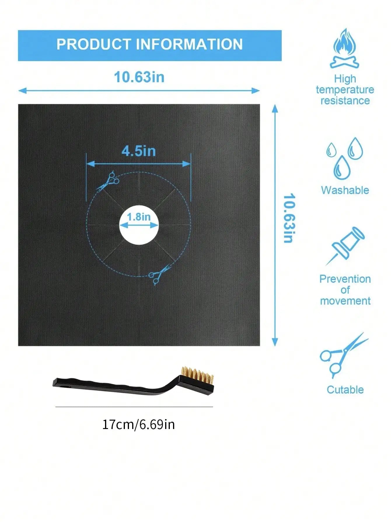 8pcs black gas stove oil proof pad