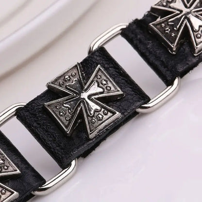 Punk Adjustable Bracelet Metal Cross Cuff