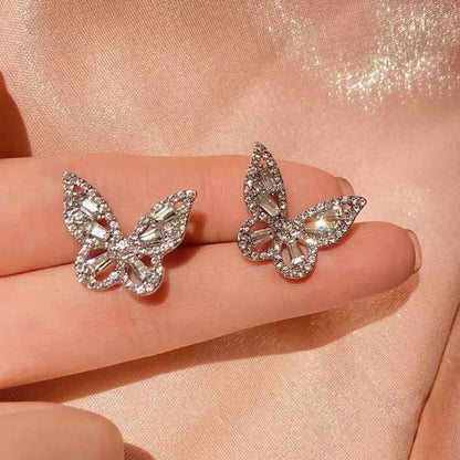 Teardrop Opal Zircon Butterfly Earrings