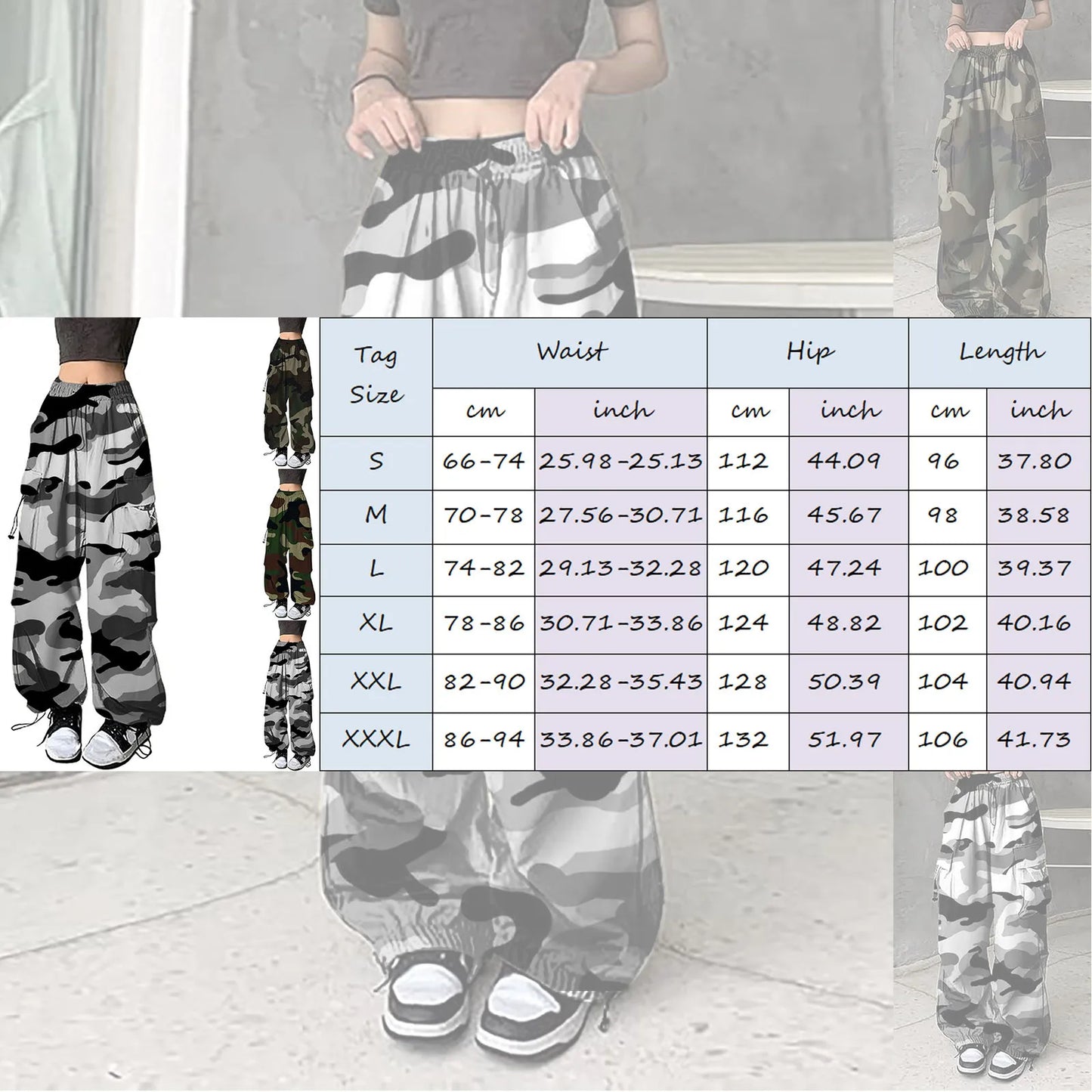Baggy Camo Print Drawstring Loose