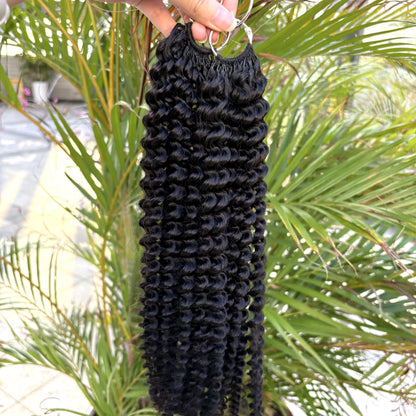 Deep Wave Knotless Pre-Separated Crochet Hair Extensions Human Hair Kinky Curly Crochet Feather Human Hair Extensions 100g/Pack