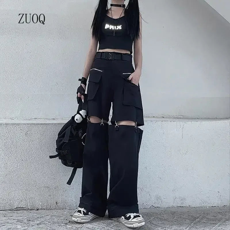 High Waist Detachable Cargo Pants Woman