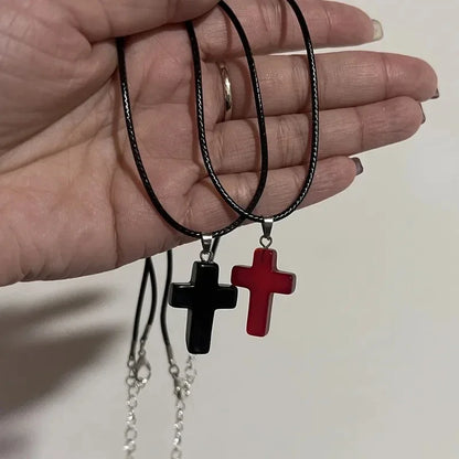 Gothic Vintage Red Glass Cross