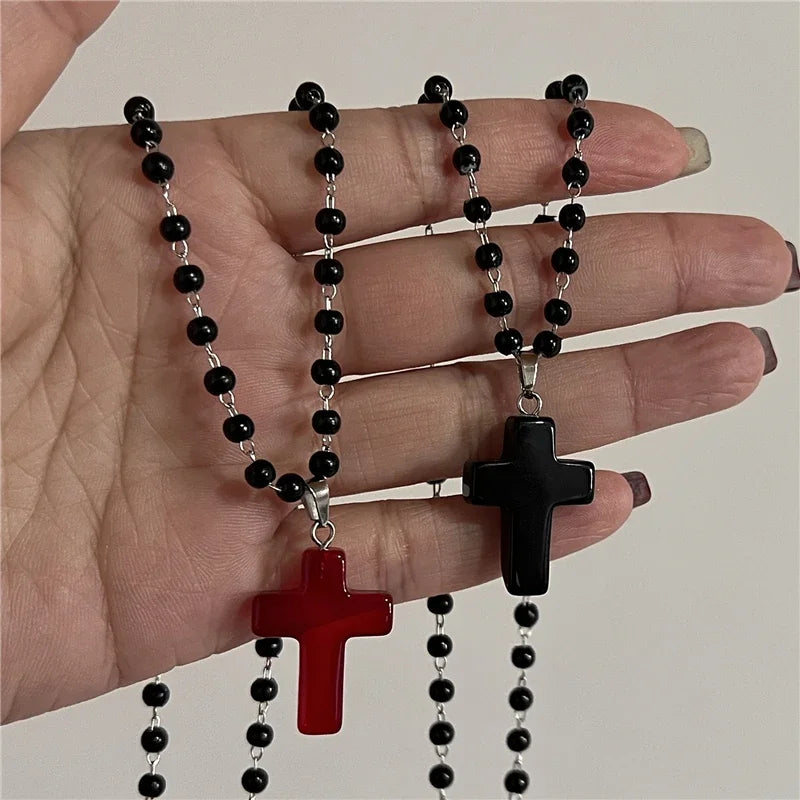 Gothic Vintage Red Glass Cross