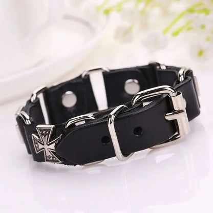 Punk Adjustable Bracelet Metal Cross Cuff