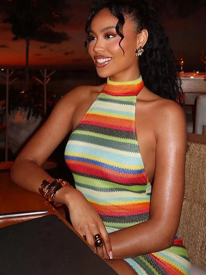 Kliou Striped Mini Dress