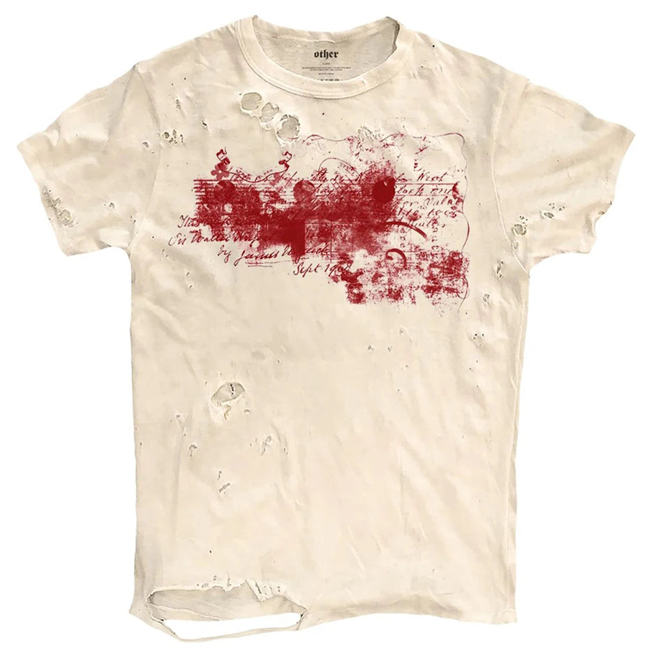 Vintage Ripped T Shirts Men Streetwear Harajuku Graphic