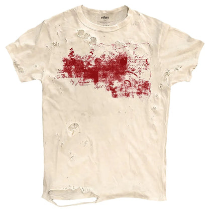 Vintage Ripped T Shirts Men Streetwear Harajuku Graphic