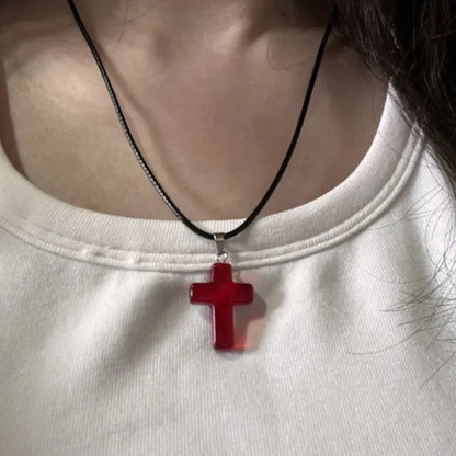 Gothic Vintage Red Glass Cross