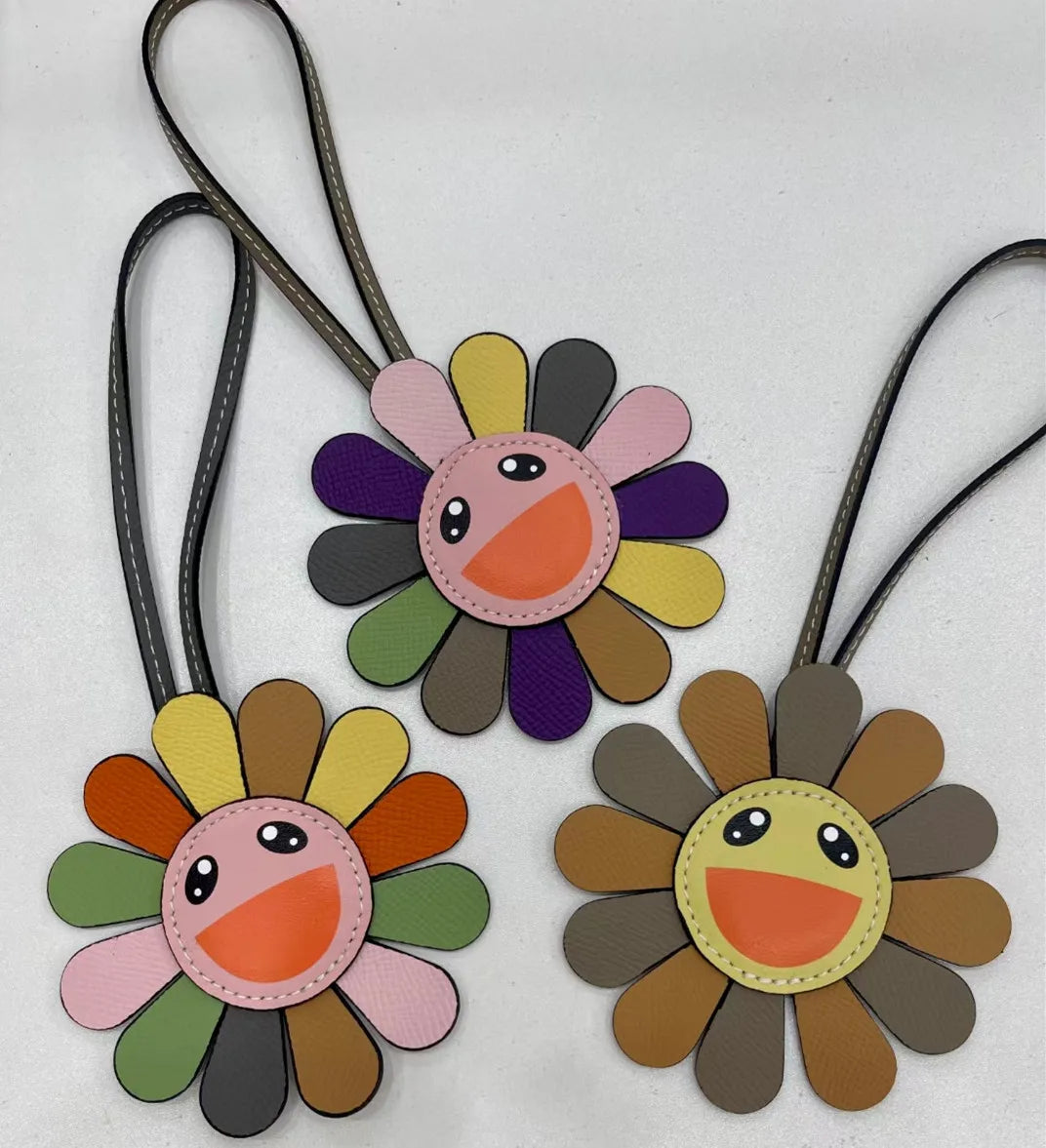 Top Genuine Leather Sun Flower Bag Charm