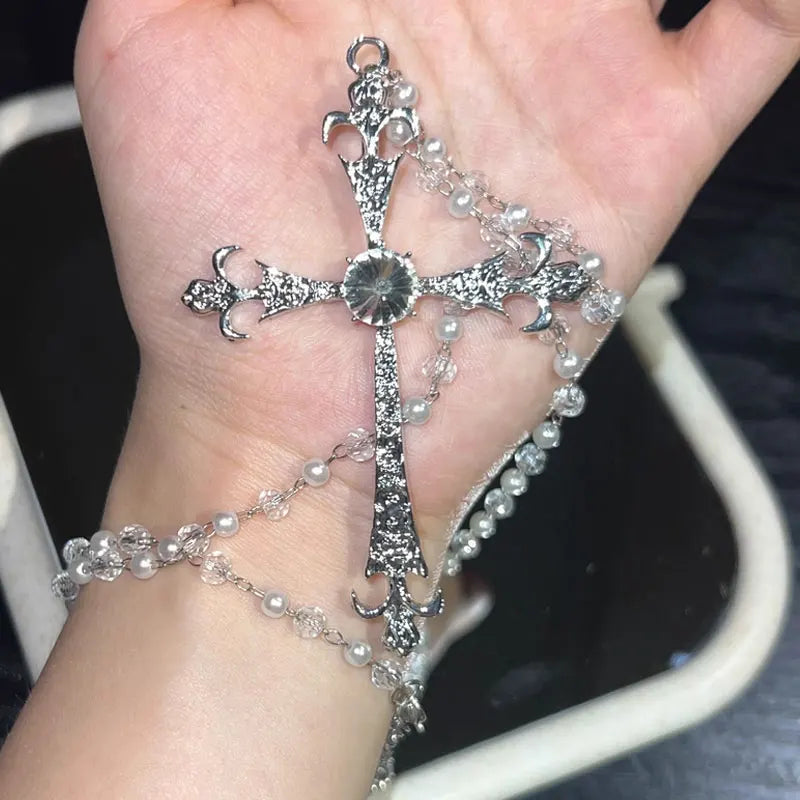 Gothic Cross Clavicle Chain Necklace Y2K