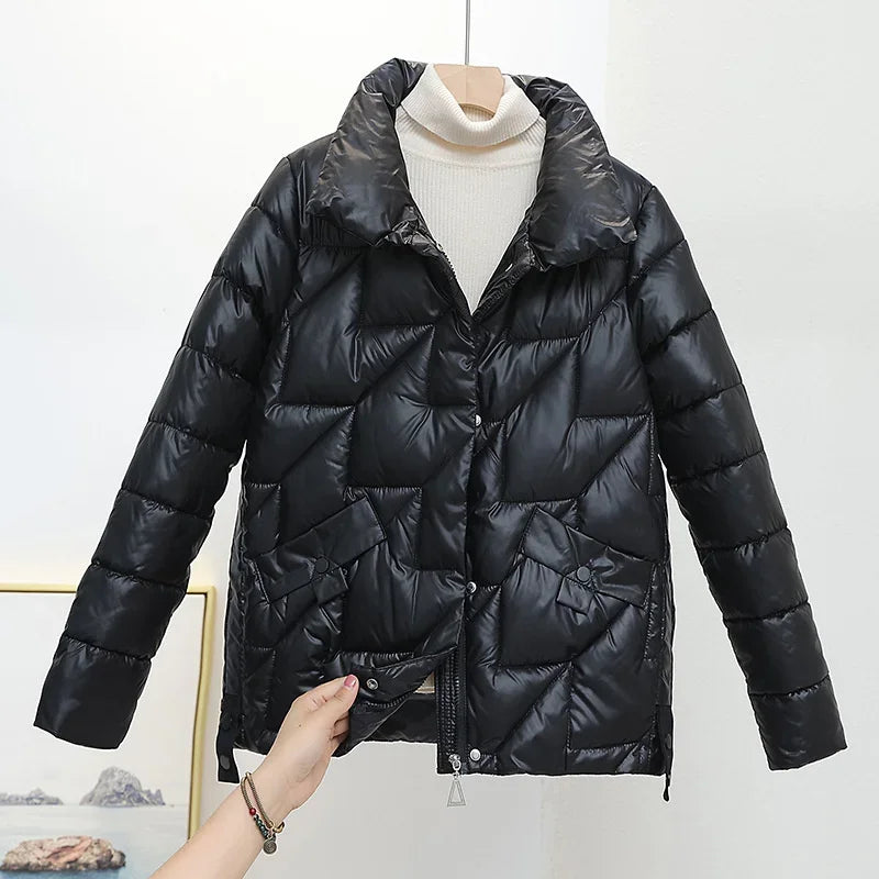 Women Winter Parkas Glossy Down