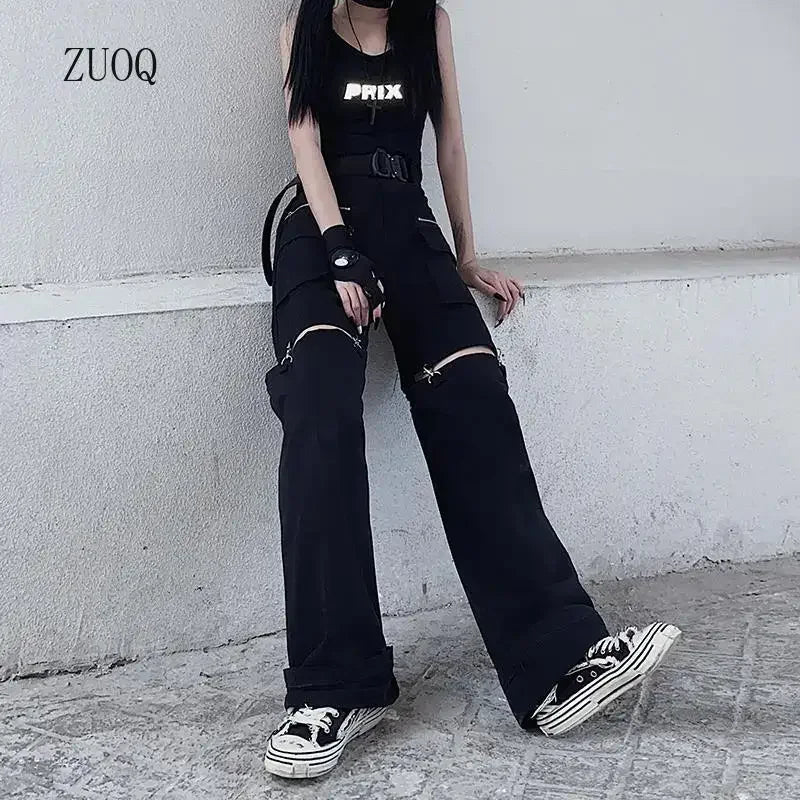 High Waist Detachable Cargo Pants Woman