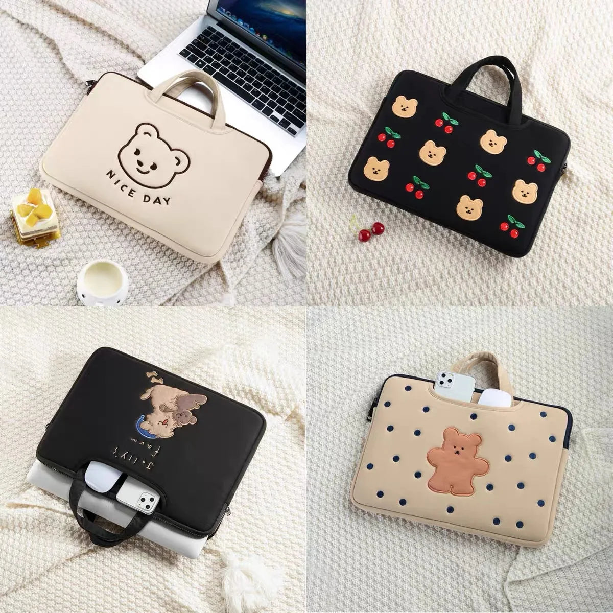 Cute Cartoon Bear Laptop Bag Notebook Sleeves