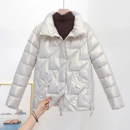Women Winter Parkas Glossy Down