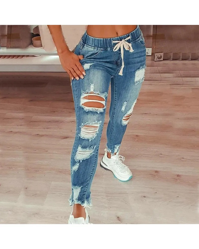 Cute Tight Waist Jeans