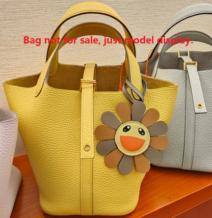 Top Genuine Leather Sun Flower Bag Charm