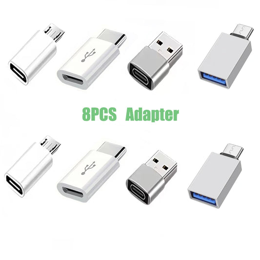8 Pack USB C Female Adapter Set, USB A to USB C & Micro USB to Type C Converter Compatible with Car Charger, Laptop