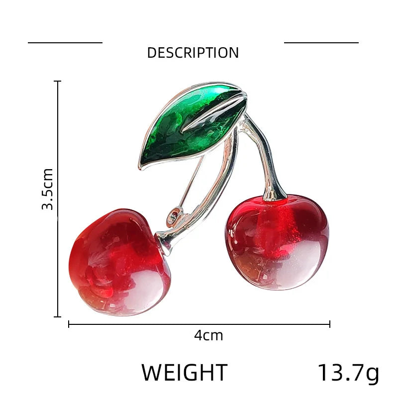 Fashion Crystal Dark Red Cherry Brooches