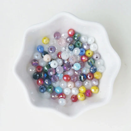 50pcs 4*6mm Rondelle Austria faceted Flat Acrylic Round Beads